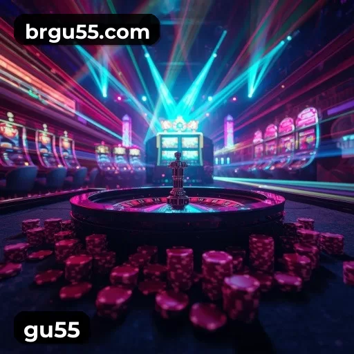 Imagem promocional da gu55 mostrando a plataforma e suas vantagens